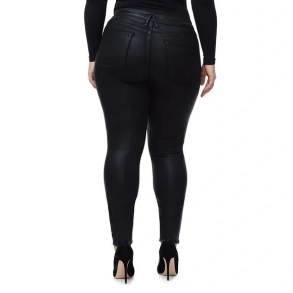 NWT GOOD AMERICAN Good Legs Coated Skinny Jeans in Black Plus Sz. 20 - Picture 8 of 9